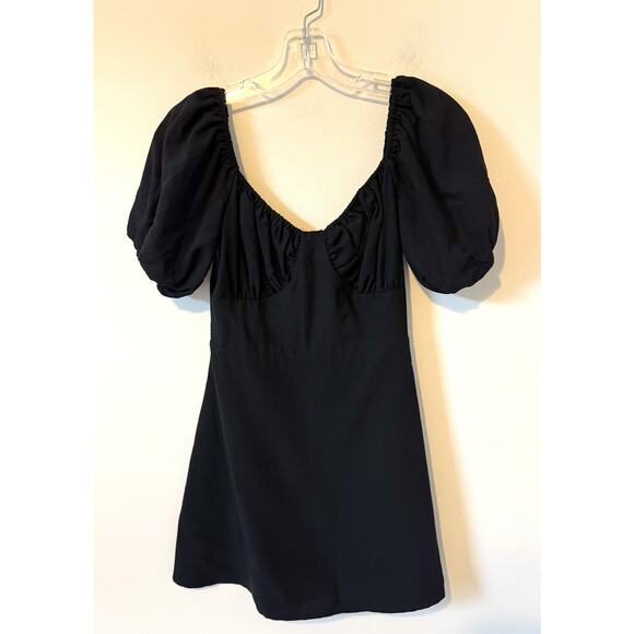 Peppermayo Puff Sleeve Victorian Mini Dress Black Size 6 NEW - Picture 2 of 8